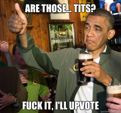 Are those... Tits? Fuck it, i'll upvote  Upvote Obama