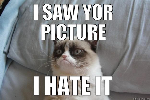 I SAW YOR PICTURE I HATE IT Grumpy Cat