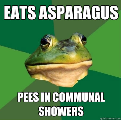 eats asparagus pees in communal showers  Foul Bachelor Frog