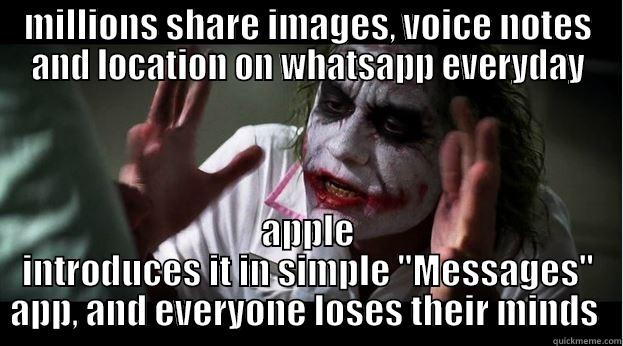 MILLIONS SHARE IMAGES, VOICE NOTES AND LOCATION ON WHATSAPP EVERYDAY APPLE INTRODUCES IT IN SIMPLE 