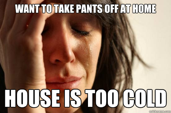 Want to take pants off at home House is too cold  First World Problems