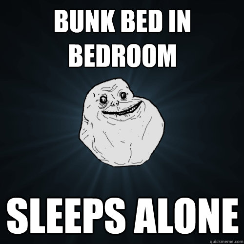 Bunk bed in bedroom  Sleeps alone  Forever Alone