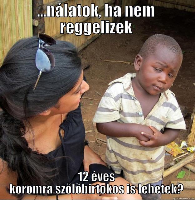 ...NÁLATOK, HA NEM REGGELIZEK 12 ÉVES KOROMRA SZŐLŐBIRTOKOS IS LEHETEK? Skeptical Third World Kid