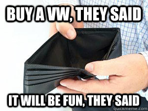 Buy a vw, they said It will be fun, they said  empty wallet