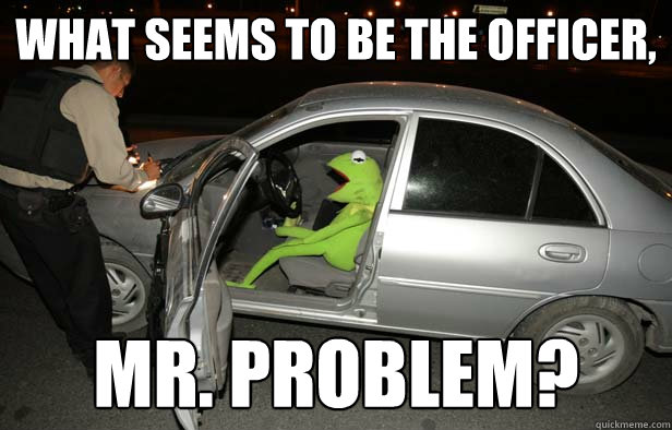 What seems to be the officer, Mr. problem? - What seems to be the officer, Mr. problem?  Kermit the drunk driver.