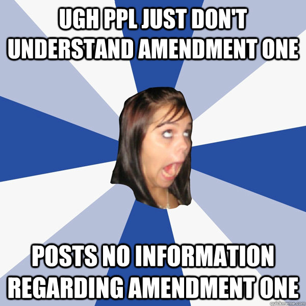 ugh ppl just don't understand amendment one  posts no information regarding amendment one  Annoying Facebook Girl