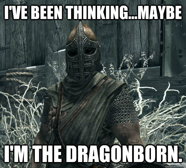 I've been thinking...maybe I'm the Dragonborn.  Skyrim Guard