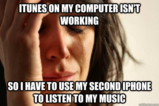 iTunes on my computer isn't working So I have to use my second iPhone to listen to my music  First World Problems