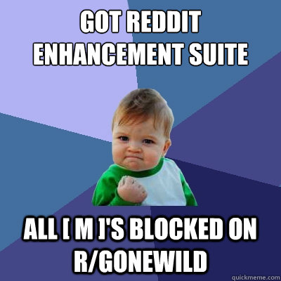 Got reddit enhancement suite all [ m ]'s blocked on r/gonewild  Success Kid