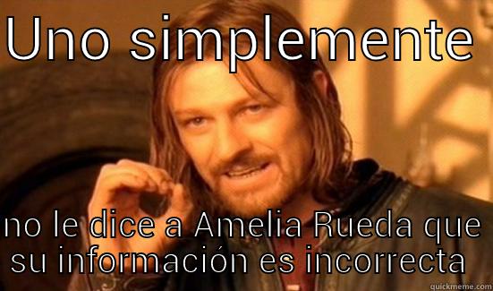 UNO SIMPLEMENTE  NO LE DICE A AMELIA RUEDA QUE SU INFORMACIÓN ES INCORRECTA  Boromir