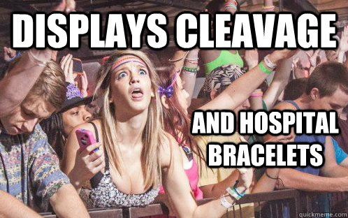 displays cleavage and hospital bracelets  Stupid Clarity Clare