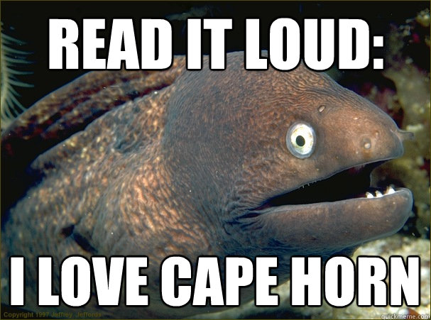 read it loud: i love cape horn  Bad Joke Eel