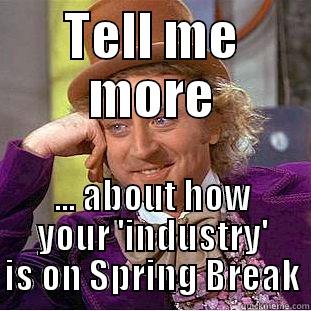 TELL ME MORE ... ABOUT HOW YOUR 'INDUSTRY' IS ON SPRING BREAK Condescending Wonka
