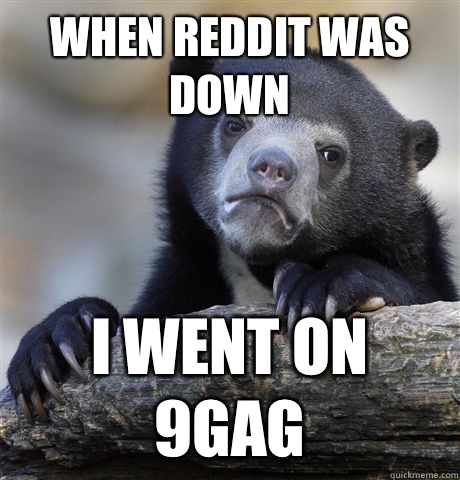 When Reddit was down I went on 9gag  Confession Bear