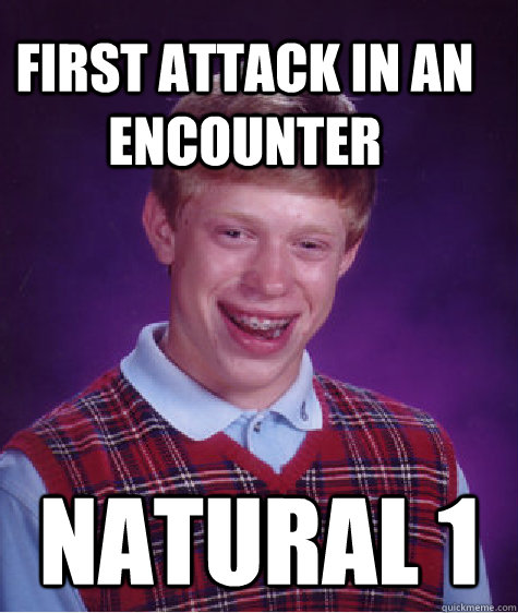 First attack In an Encounter Natural 1  Bad Luck Brain