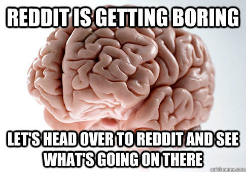 Reddit is getting boring Let's head over to Reddit and see what's going on there  Scumbag Brain