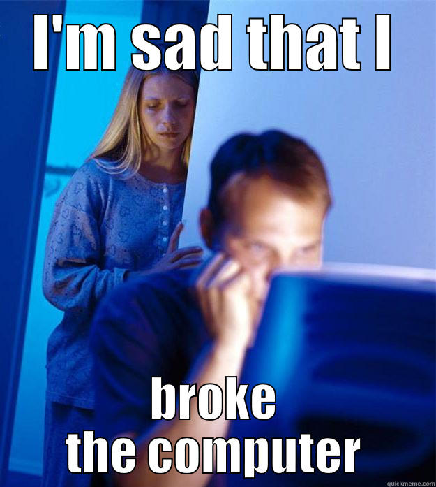 I'M SAD THAT I BROKE THE COMPUTER Redditors Wife
