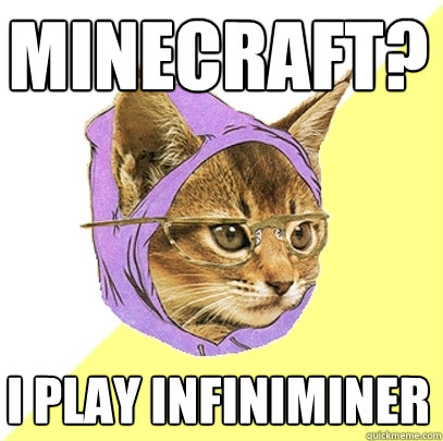 Minecraft? I play infiniminer - Minecraft? I play infiniminer  Hipster Kitty