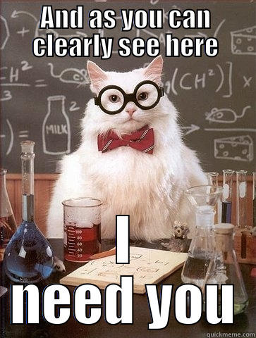 AND AS YOU CAN CLEARLY SEE HERE I NEED YOU Chemistry Cat