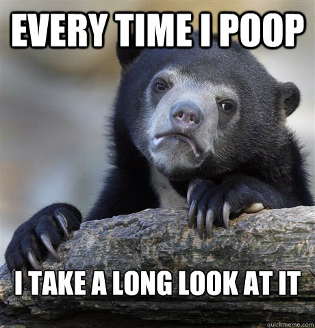 Every time I poop I take a long look at it  Confession Bear