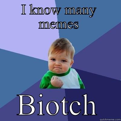 I KNOW MANY MEMES BIOTCH Success Kid