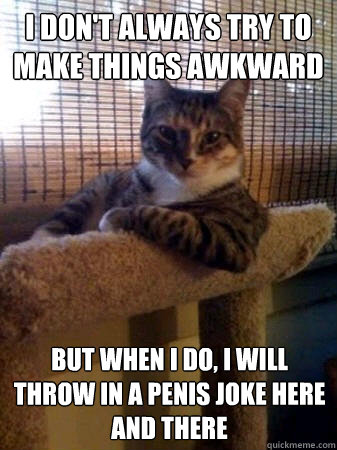 I don't always try to make things awkward but when I do, I will throw in a penis joke here and there  The Most Interesting Cat in the World