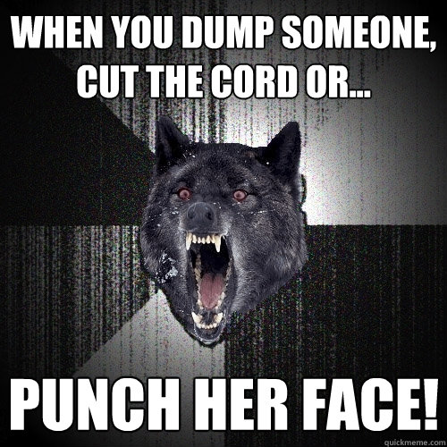 When you dump someone, cut the cord or... PUNCH HER FACE!  Insanity Wolf