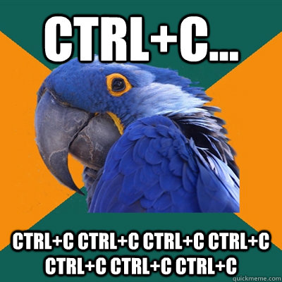 Ctrl+c... Ctrl+c Ctrl+c Ctrl+c Ctrl+c Ctrl+c Ctrl+c Ctrl+c  Paranoid Parrot