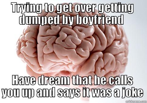 TRYING TO GET OVER GETTING DUMPED BY BOYFRIEND  HAVE DREAM THAT HE CALLS YOU UP AND SAYS IT WAS A JOKE Scumbag Brain