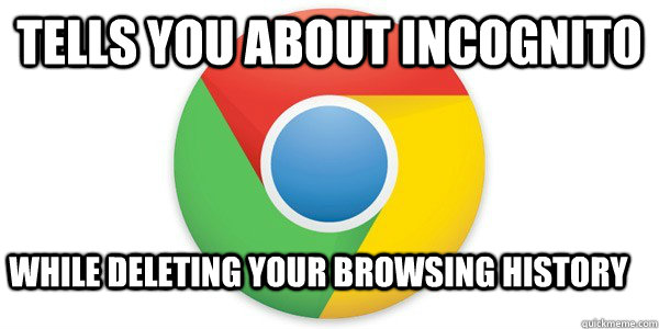 Tells you about incognito while deleting your browsing history  