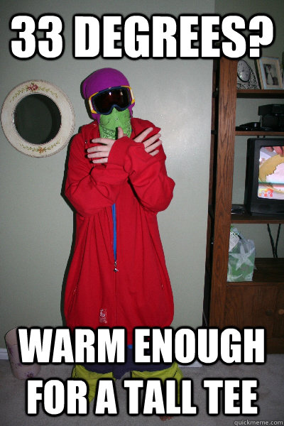 33 degrees? warm enough for a tall tee - 33 degrees? warm enough for a tall tee  Ski no Swag