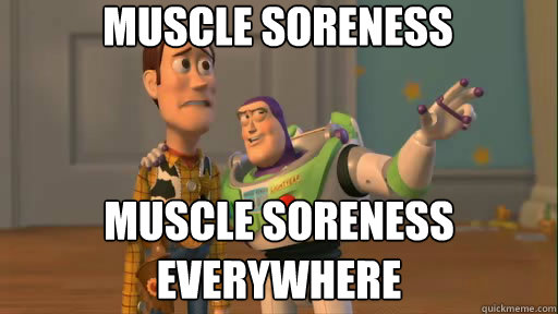 MUSCle soreness muscle soreness everywhere  Everywhere