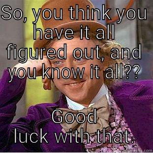 SO, YOU THINK YOU HAVE IT ALL FIGURED OUT, AND YOU KNOW IT ALL?? GOOD LUCK WITH THAT. Condescending Wonka