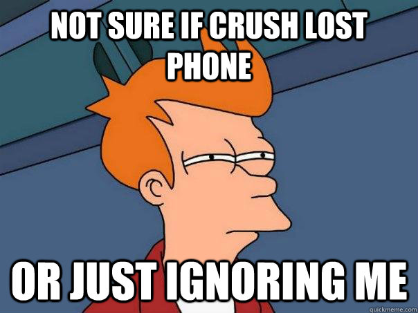 Not sure if crush lost phone Or just ignoring me  Futurama Fry