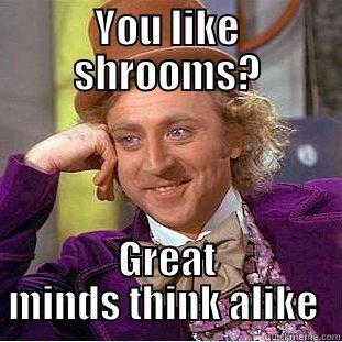 Shrooms or lose - YOU LIKE SHROOMS? GREAT MINDS THINK ALIKE  Condescending Wonka