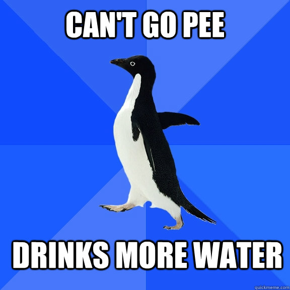 Can't go pee  Drinks More Water  Socially Awkward Penguin