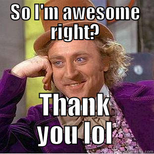 so im awesome - SO I'M AWESOME RIGHT? THANK YOU LOL Condescending Wonka