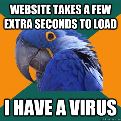 website takes a few extra seconds to load i have a virus  Paranoid Parrot