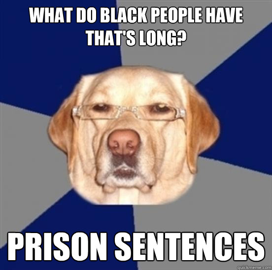 What do Black people have that's long? Prison Sentences  Racist Dog