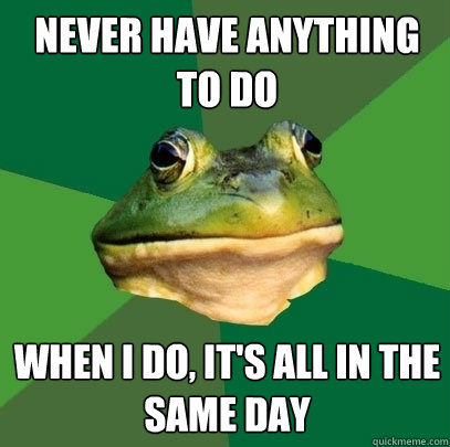 NEVER HAVE ANYTHING TO DO WHEN I DO, IT'S ALL IN THE SAME DAY  Foul Bachelor Frog