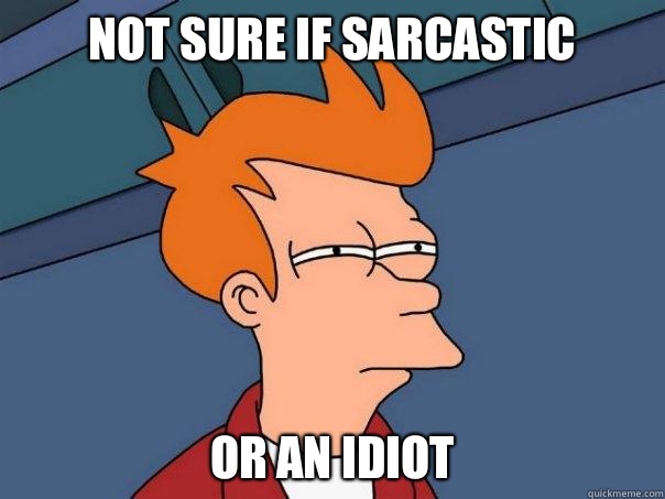 Not sure if sarcastic Or An idiot  Futurama Fry