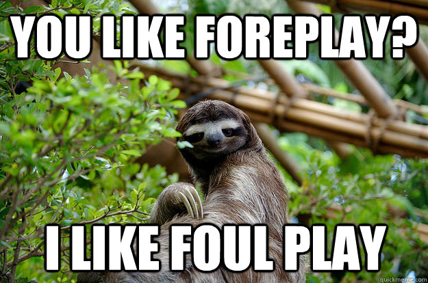 You like foreplay? I like foul play - You like foreplay? I like foul play  Fabulous Sloth