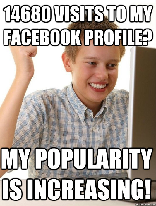 14680 visits to my Facebook profile? my popularity is increasing!  First Day on the Internet Kid