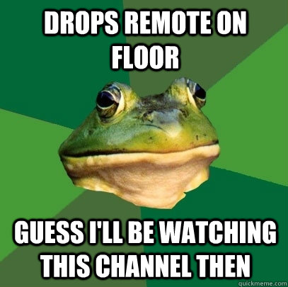 Drops remote on floor Guess I'll be watching this channel then  Foul Bachelor Frog