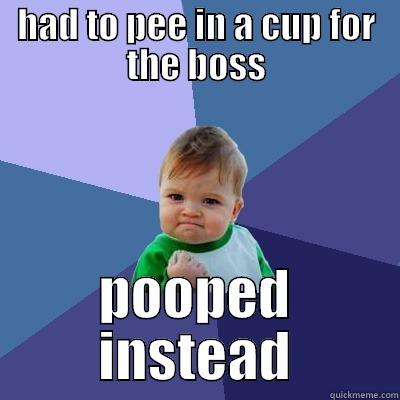 HAD TO PEE IN A CUP FOR THE BOSS POOPED INSTEAD Success Kid