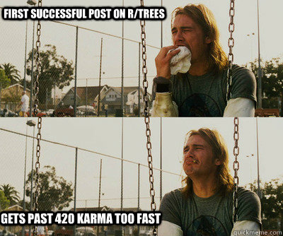 first successful post on r/trees gets past 420 karma too fast  First World Stoner Problems