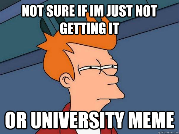 not sure if im just not getting it or university meme   Futurama Fry