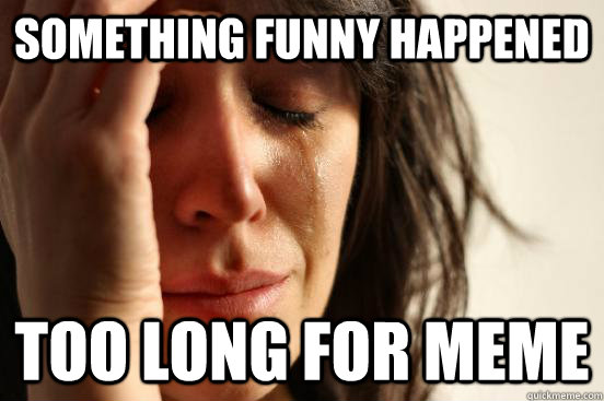Something Funny happened Too long for meme  First World Problems
