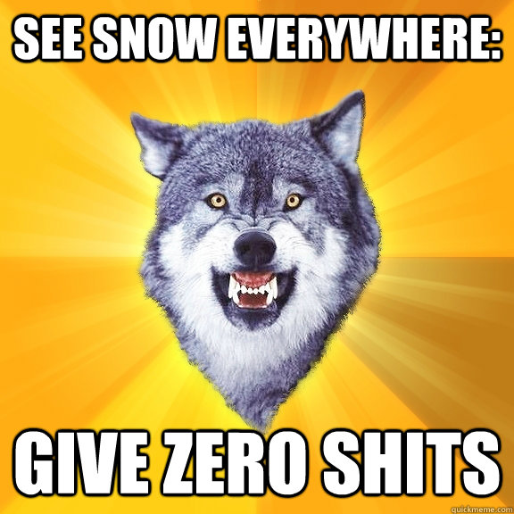 See Snow EVERYWHERE: Give zero shits  Courage Wolf