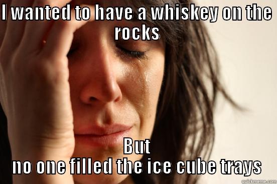 I WANTED TO HAVE A WHISKEY ON THE ROCKS BUT NO ONE FILLED THE ICE CUBE TRAYS First World Problems